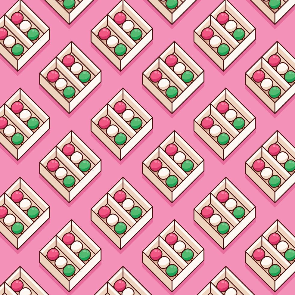 cute dango food pattern japanese dessert illustration in flat design vector