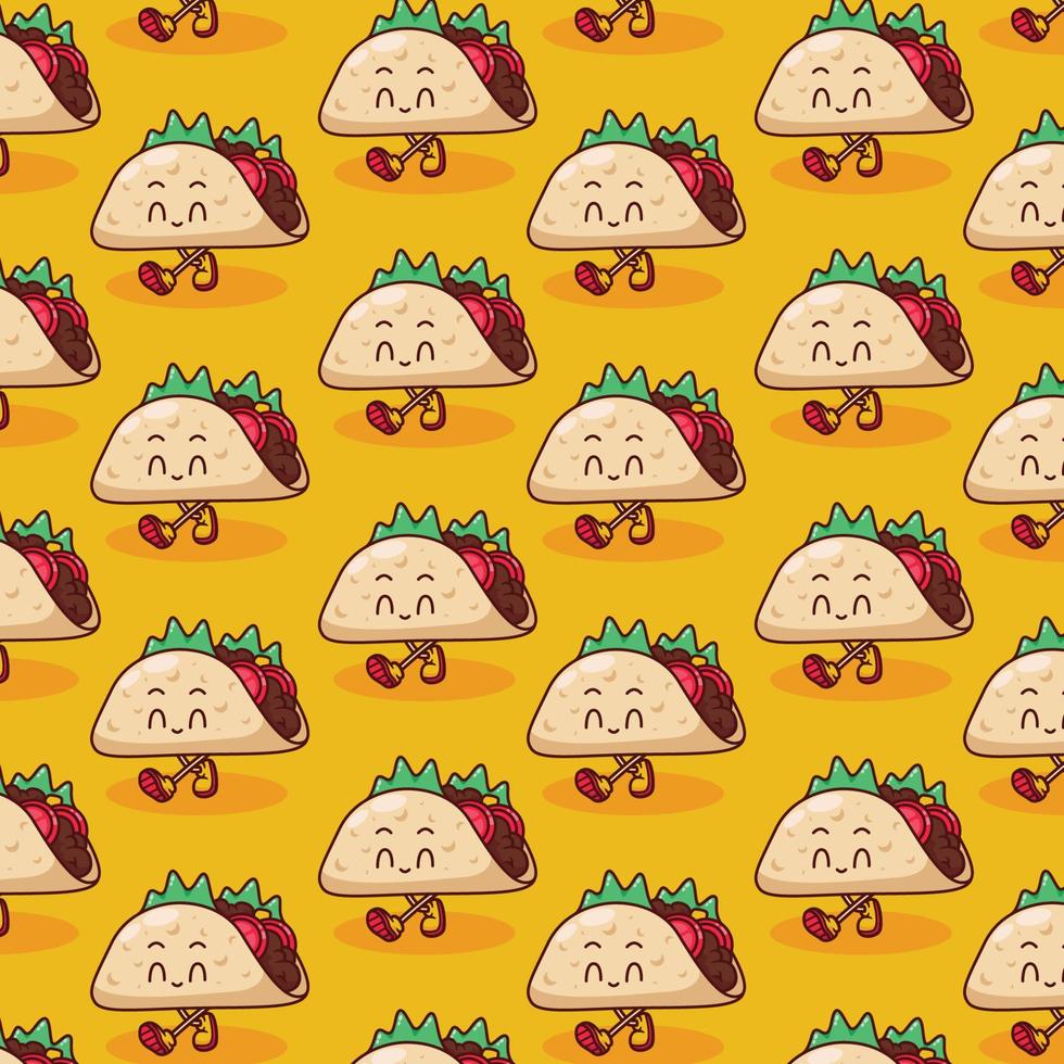cute taco pattern illustration in flat design vector