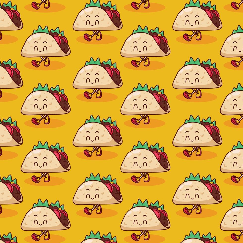 linda ilustración de patrón de taco en diseño plano vector