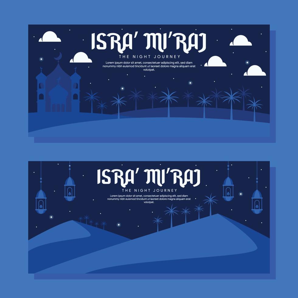 isra miraj horizontal banner illustration in flat design vector
