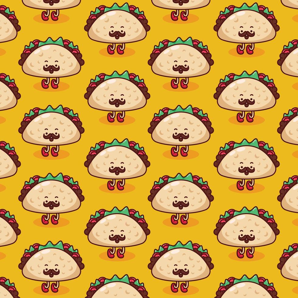 cute taco pattern illustration in flat design vector