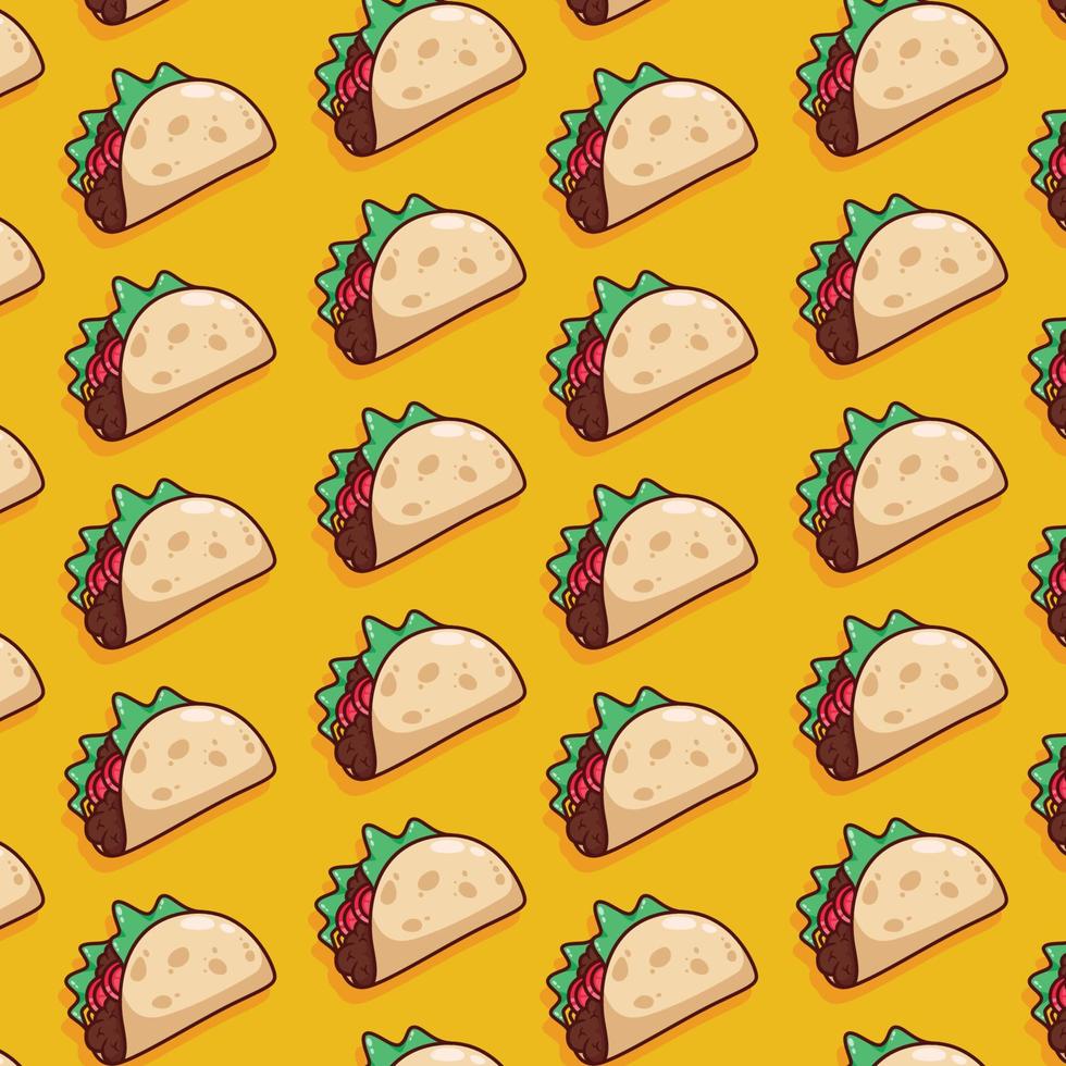 cute taco pattern illustration in flat design vector