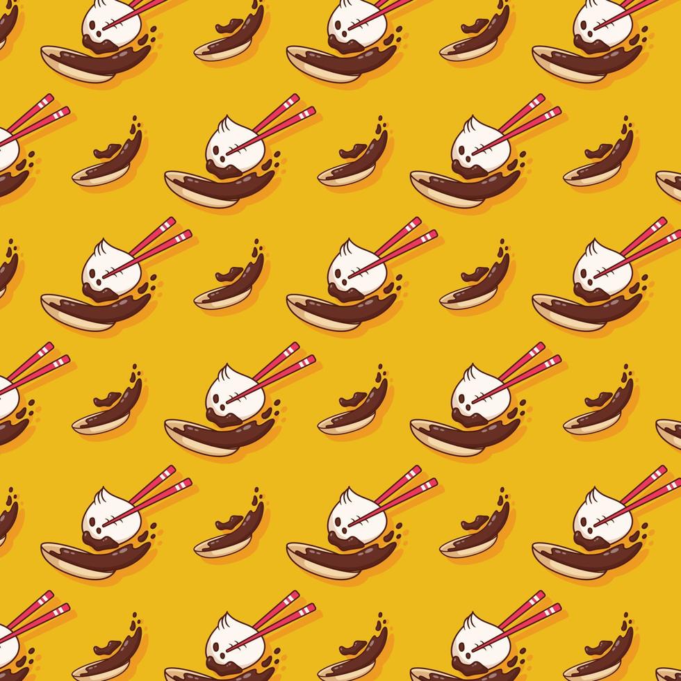 cute dim sum pattern food illustration vector