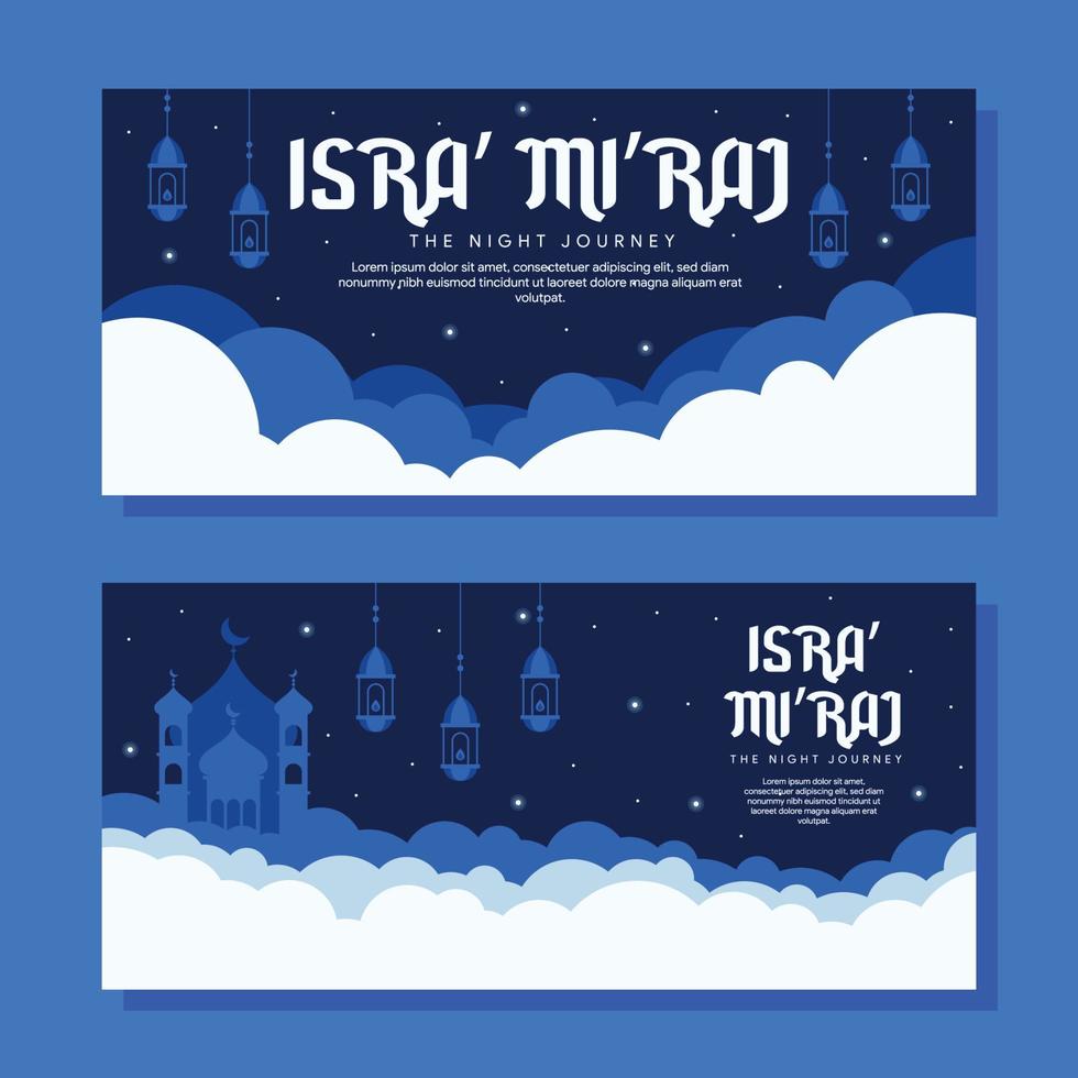 ilustración de banner horizontal de isra miraj en diseño plano vector