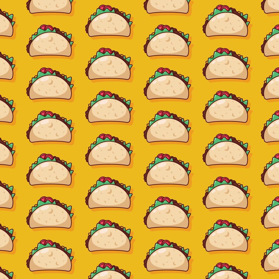cute taco pattern illustration in flat design vector