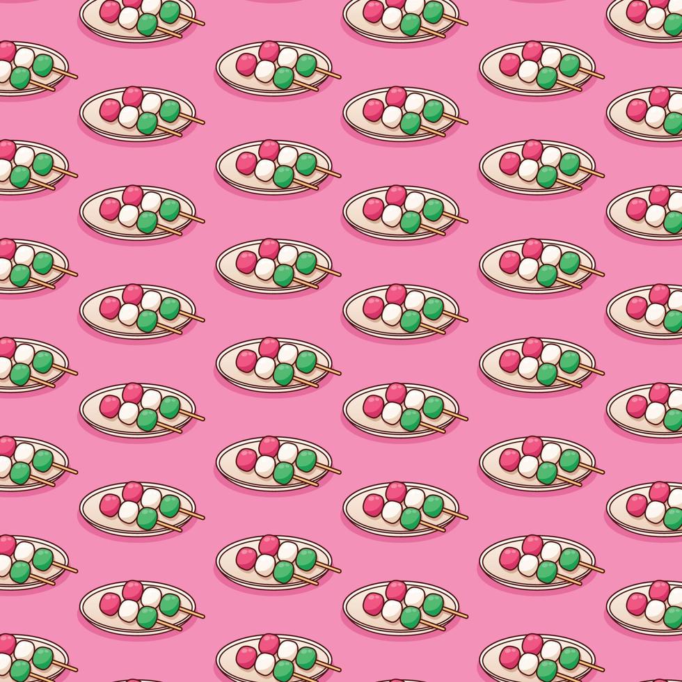 cute dango food pattern japanese dessert illustration in flat design vector