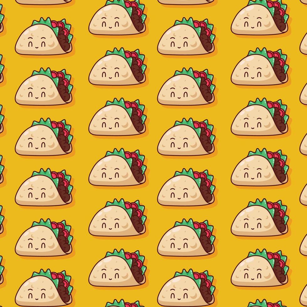 cute taco pattern illustration in flat design vector