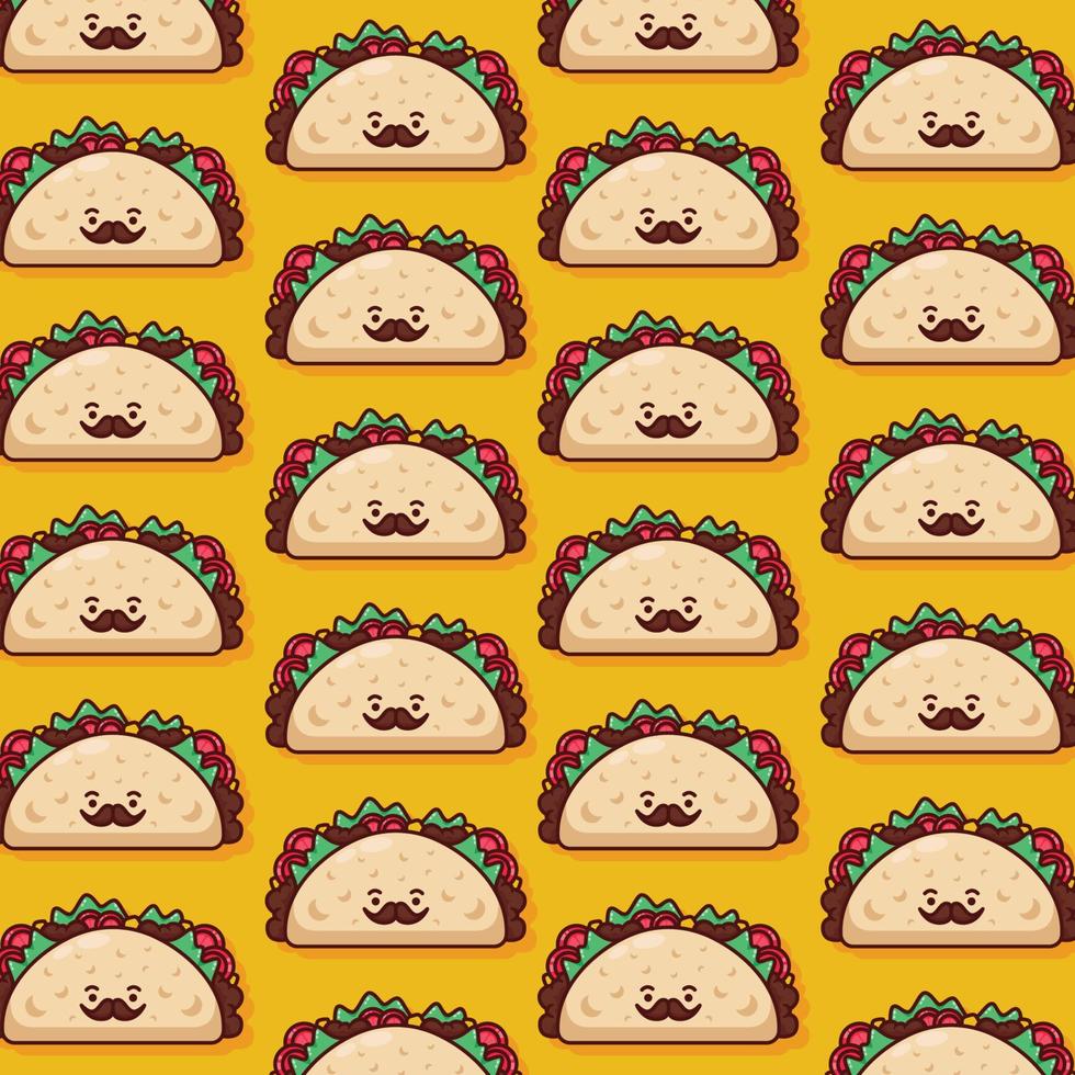 cute taco pattern illustration in flat design vector