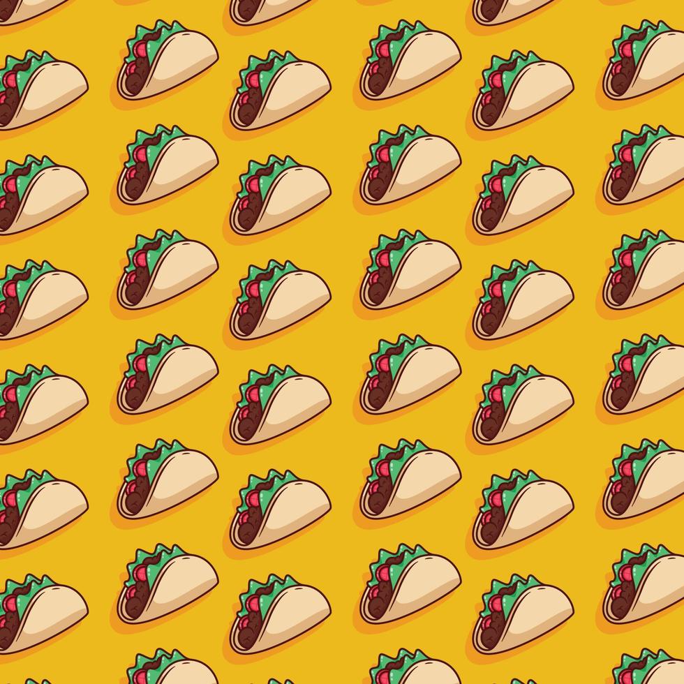 cute taco pattern illustration in flat design vector