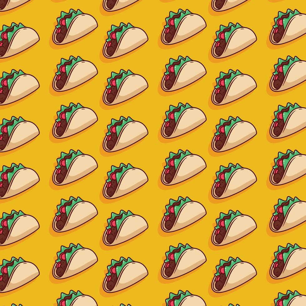 linda ilustración de patrón de taco en diseño plano vector