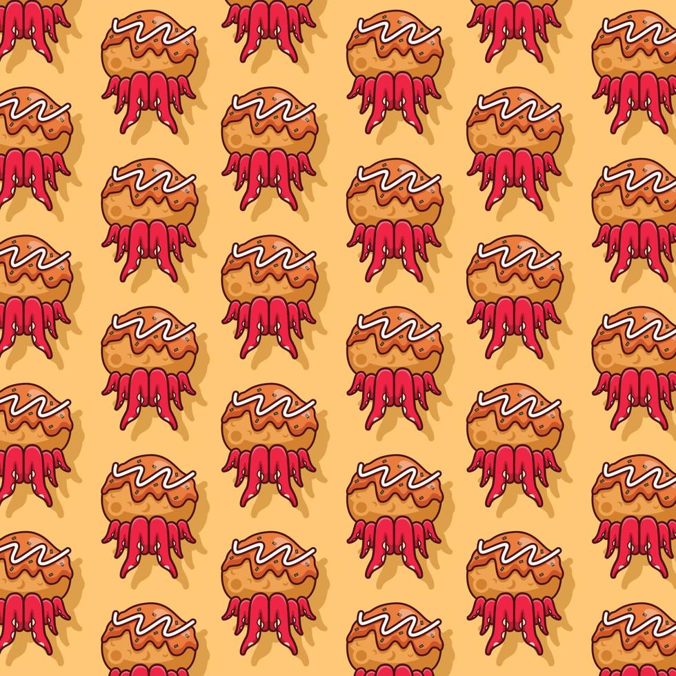 cute takoyaki pattern food illustration vector