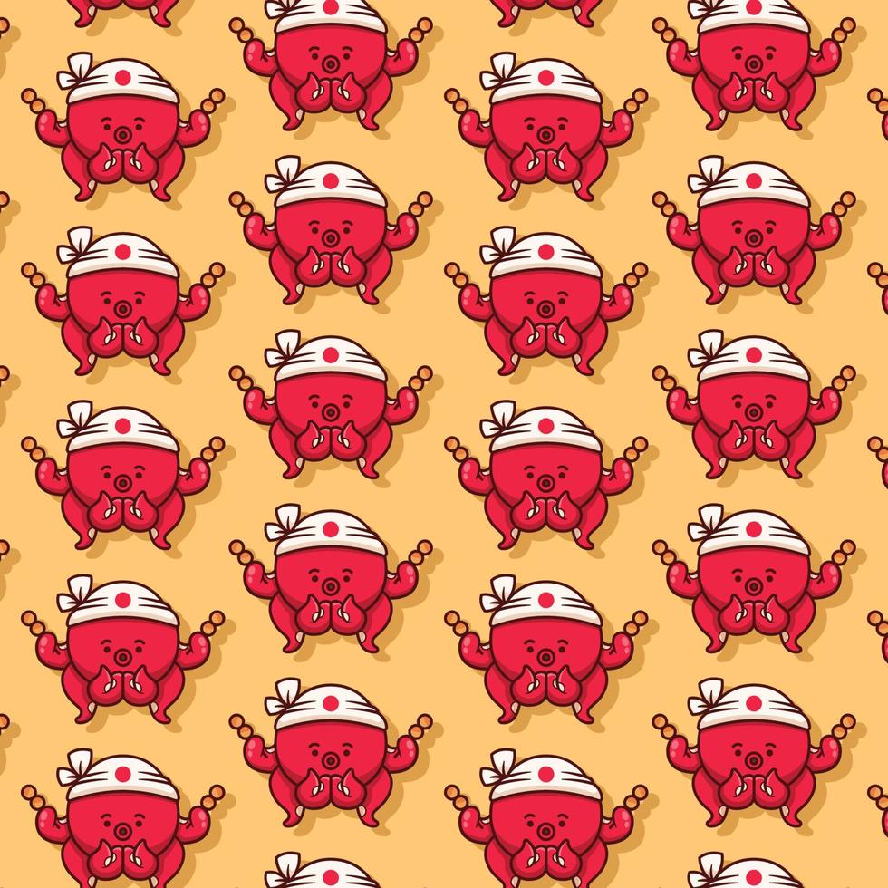 cute takoyaki pattern food illustration vector