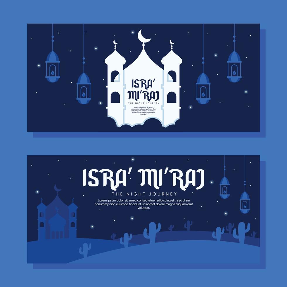 isra miraj horizontal banner illustration in flat design vector