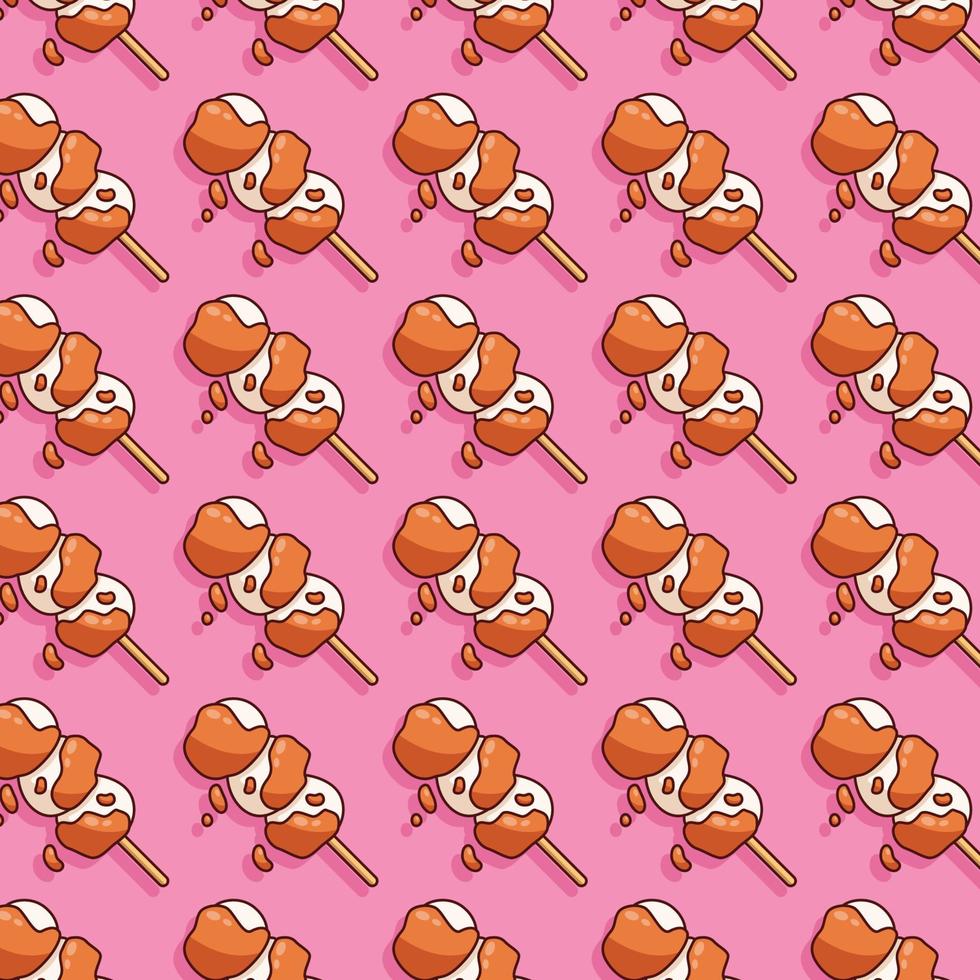cute dango food pattern japanese dessert illustration in flat design vector