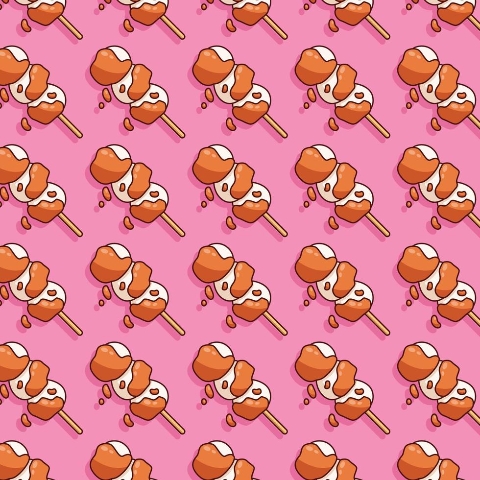 cute dango food pattern japanese dessert illustration in flat design vector