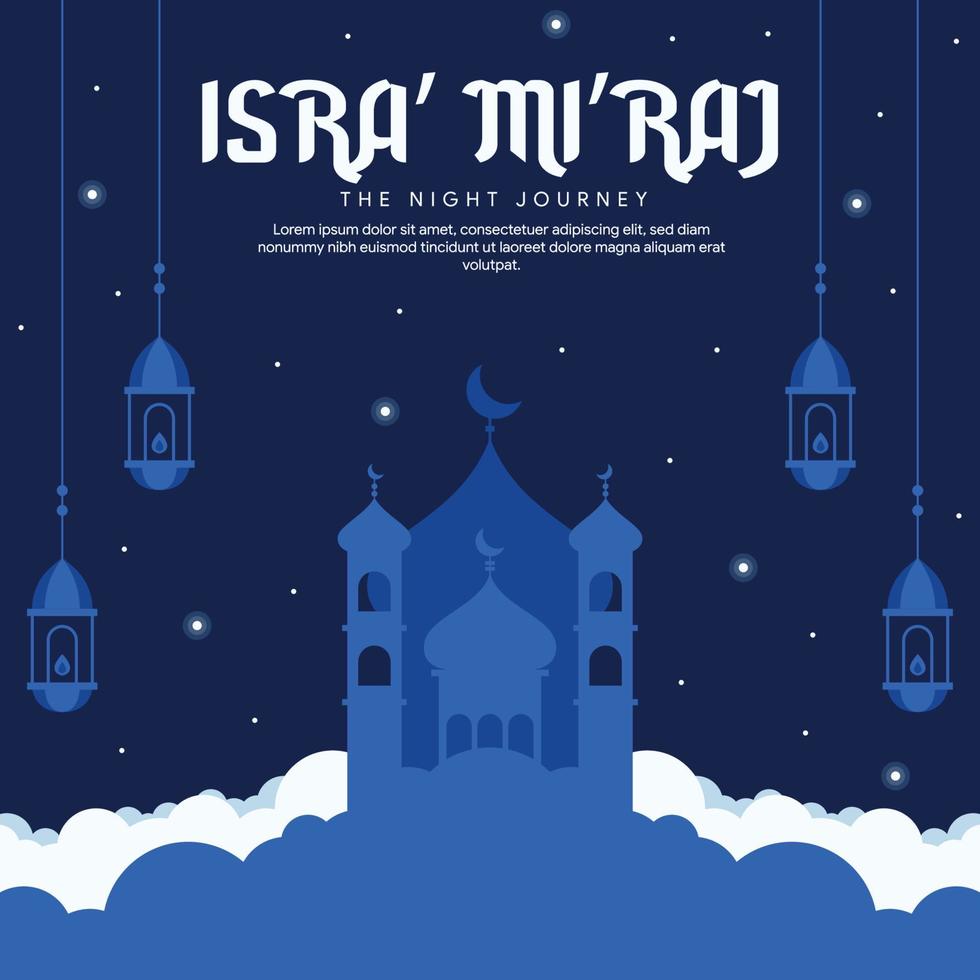 isra miraj banner ilustración en diseño plano vector