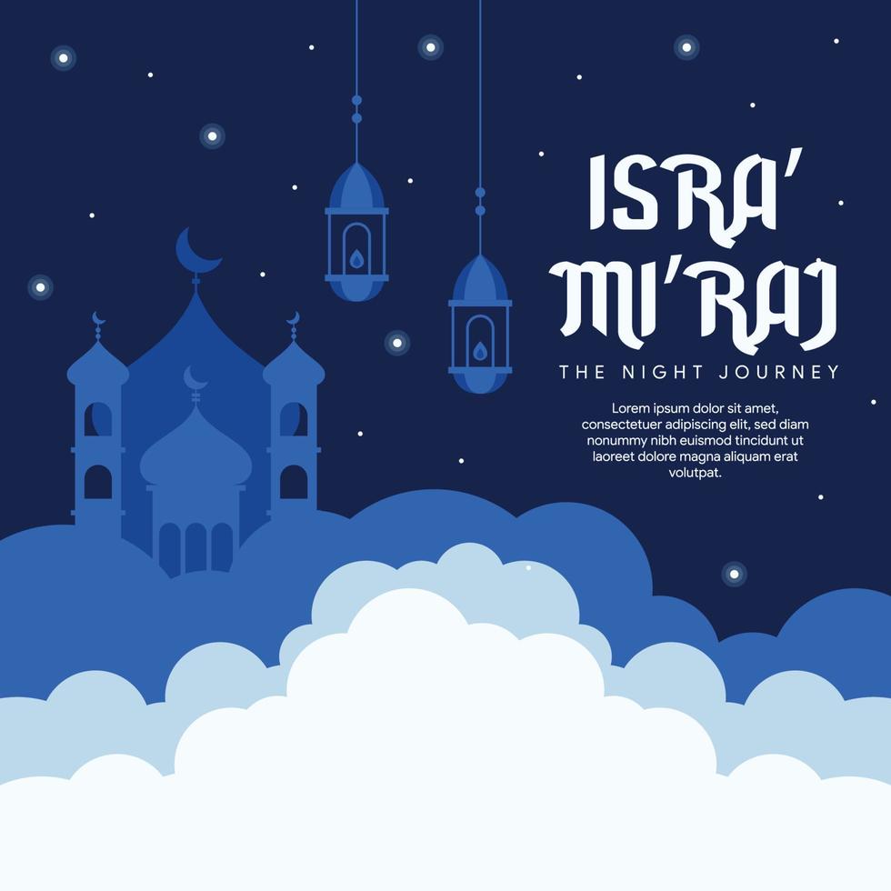 isra miraj banner ilustración en diseño plano vector