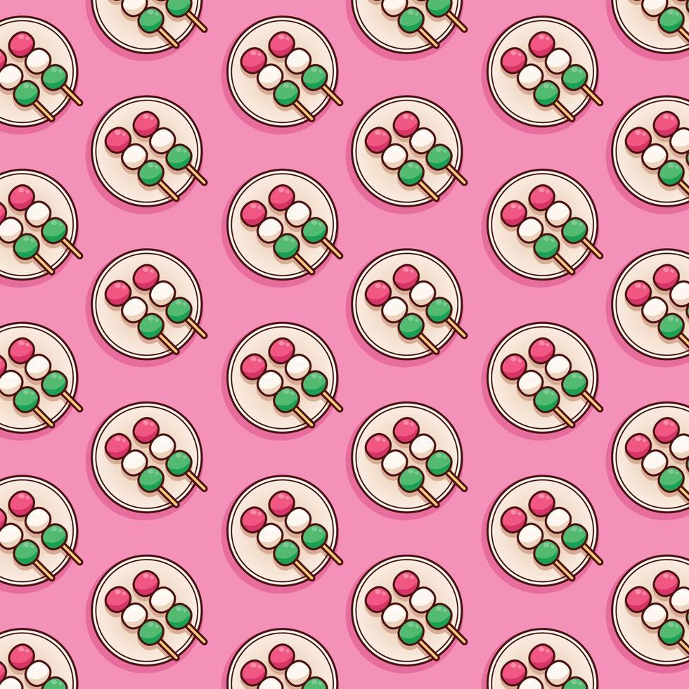 cute dango food pattern japanese dessert illustration in flat design vector