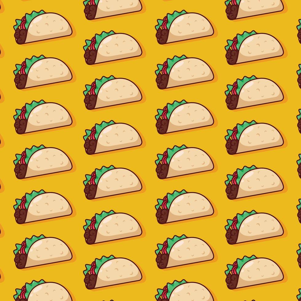 cute taco pattern illustration in flat design vector