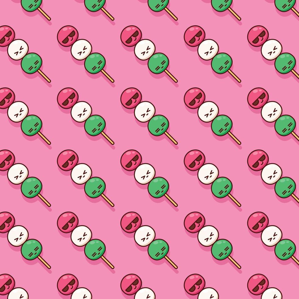 cute dango food pattern japanese dessert illustration in flat design vector