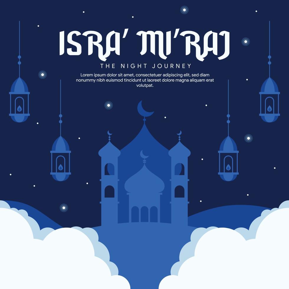 isra miraj banner ilustración en diseño plano vector