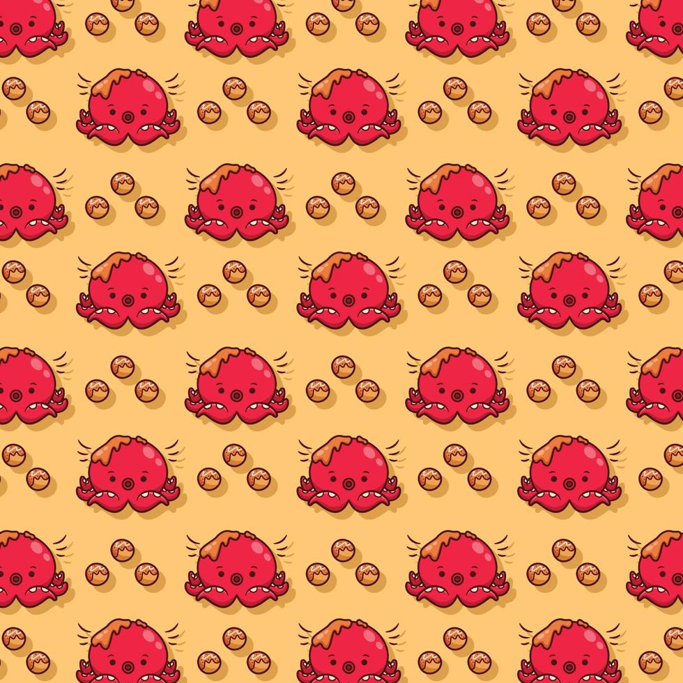 cute takoyaki pattern food illustration vector