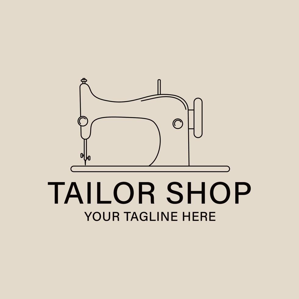 Tailor shop line art logo, icon and symbol, vector illustration design