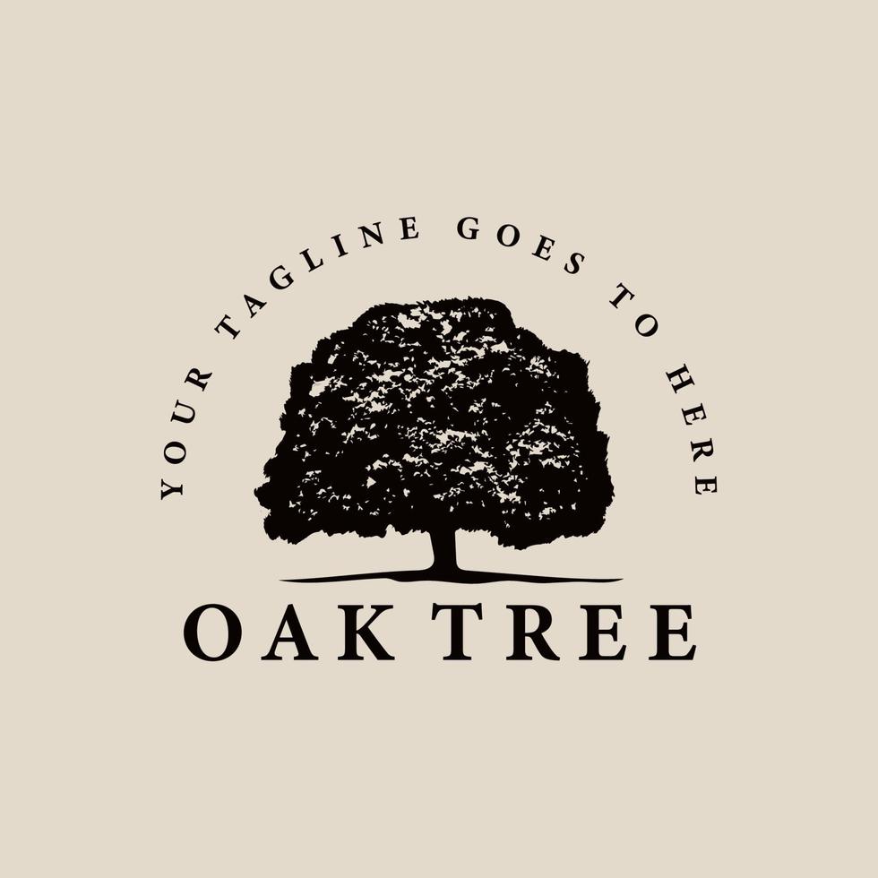 Oak tree vintage logo, icon and symbol, vector illustration design