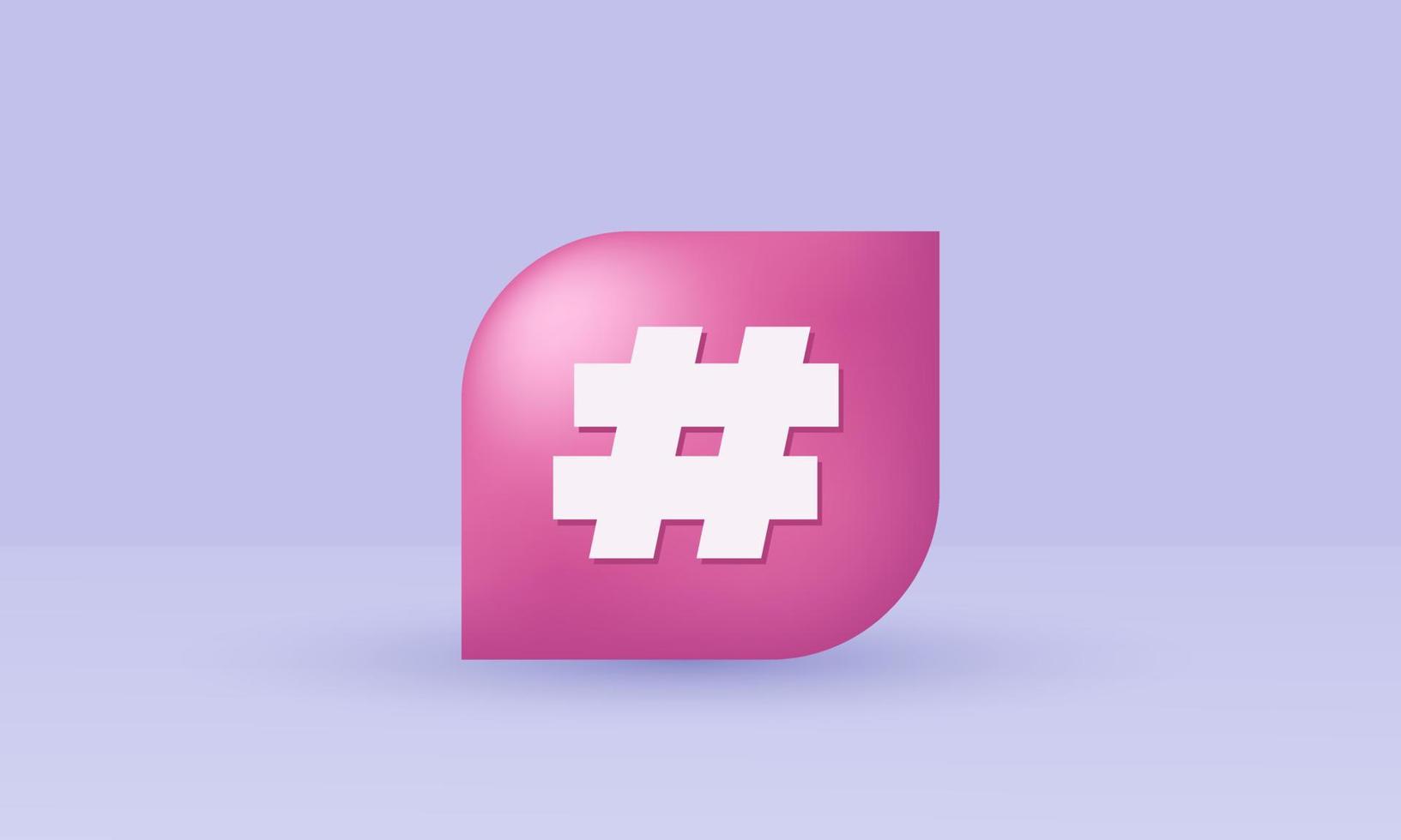 illustration realistic pink hashtag search link symbol creative icon 3d isolated on background vector