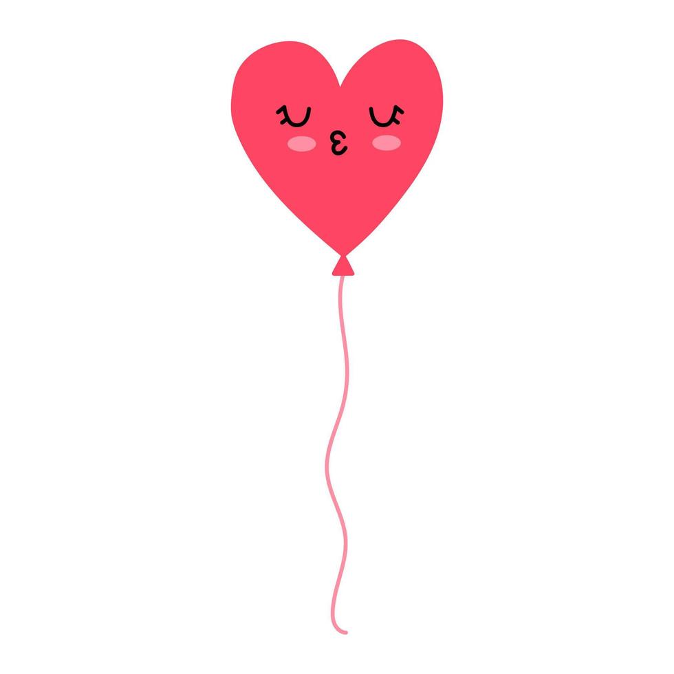 Pink Balloon Heart. Romantic Valentines Day greeting card vector