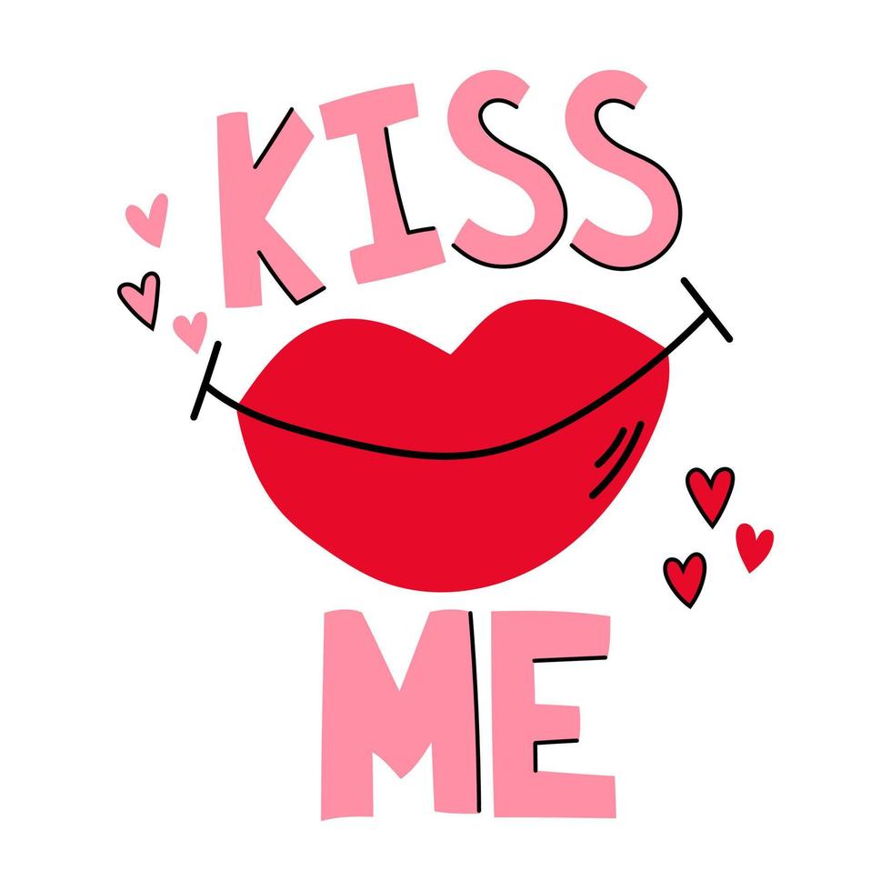 Besame. labios rojos con la frase bésame. ilustración vectorial vector