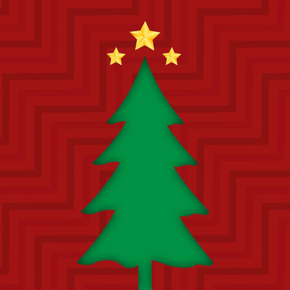 feliz navidad y feliz año nuevo y marco vacío sobre fondo rojo. feliz navidad con árbol de navidad sobre fondo rojo. fondo de navidad y año nuevo. ilustración vectorial vector