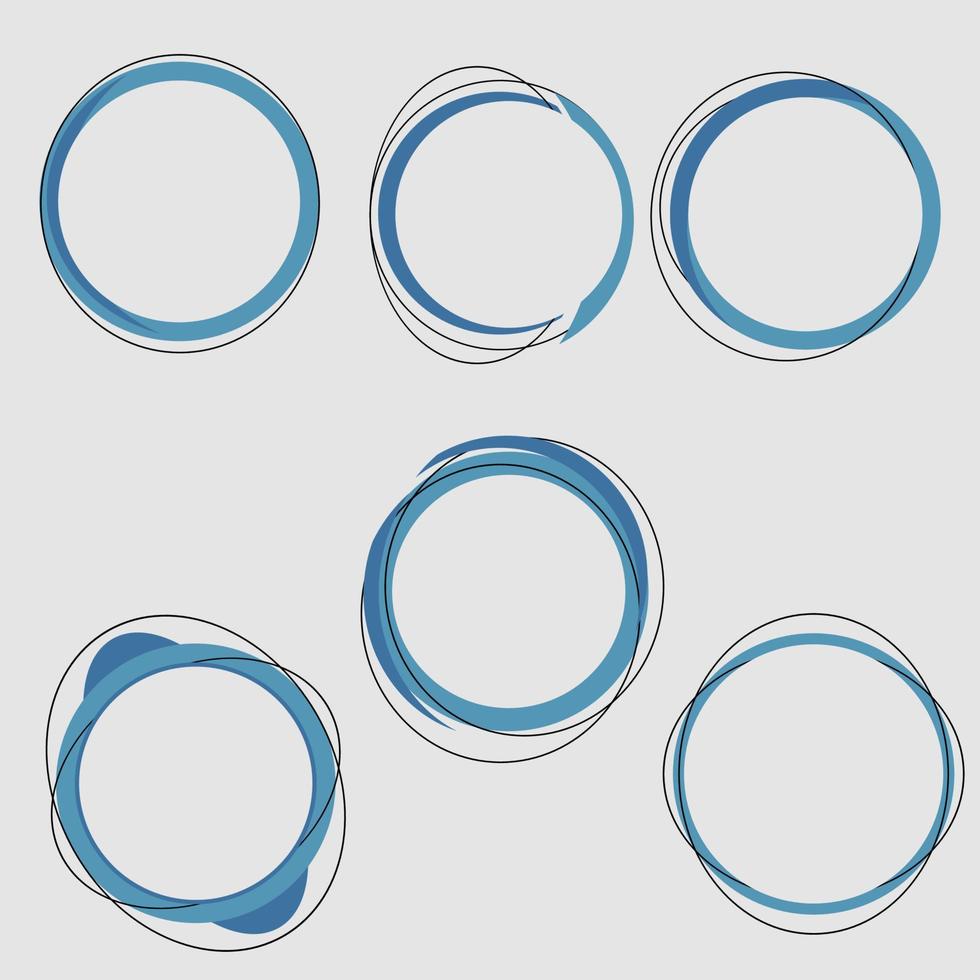 Set circle ribbon shape, with blue color vector