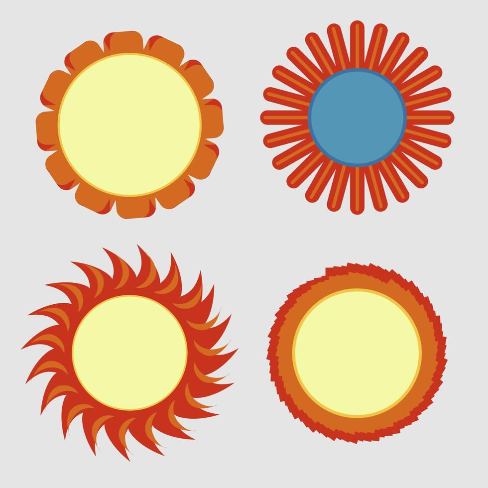 Set circle ribbon bright colour vector