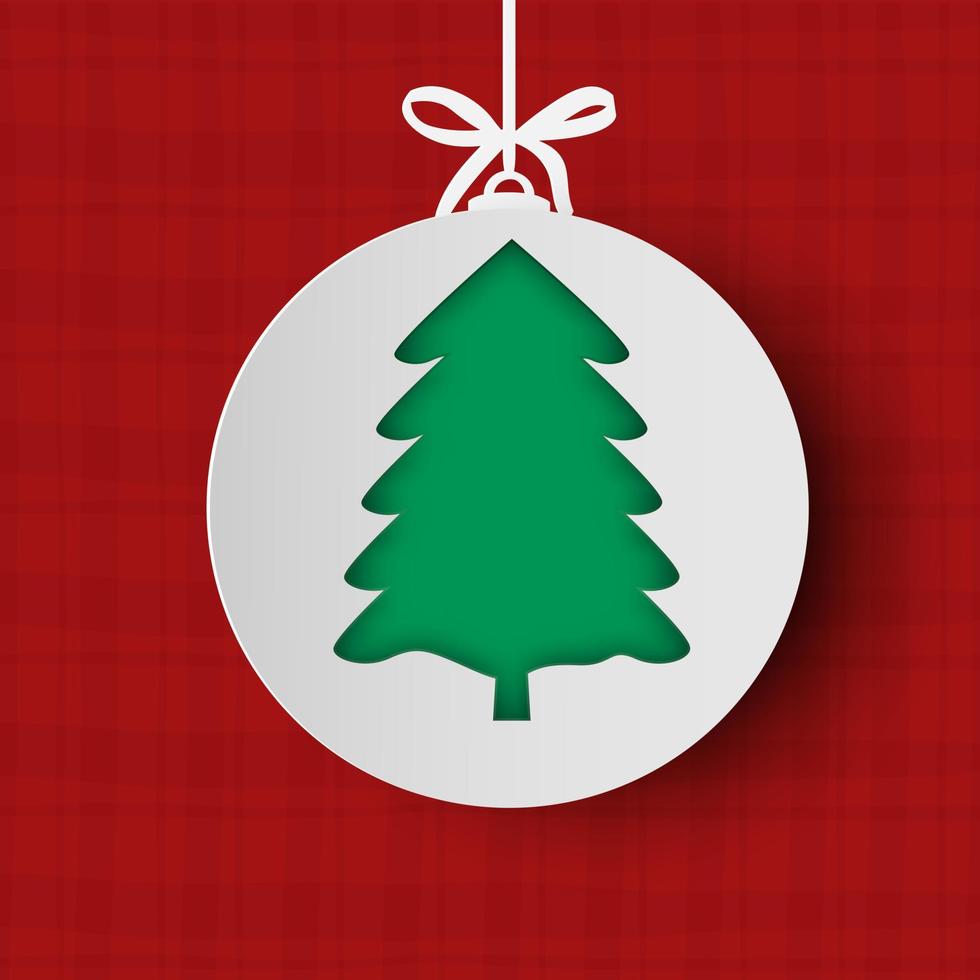 Merry Christmas holiday and happy new year paper cut concept background. Merry Christmas with Tree Christmas paper cut concept Christmas and new year background. Vector illustration.