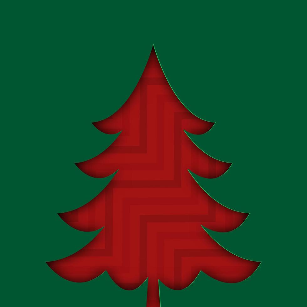 Merry Christmas holiday and happy new year and empty frame on red background. Merry Christmas with Tree Christmas on red background. Christmas and new year background. Vector illustration.