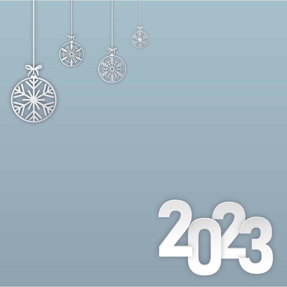 feliz navidad y feliz año nuevo concepto de corte de papel. feliz navidad y feliz año nuevo 2023 y concepto de corte de papel de copos de nieve sobre fondo azul. ilustración vectorial corte de papel y estilo artesanal. vector