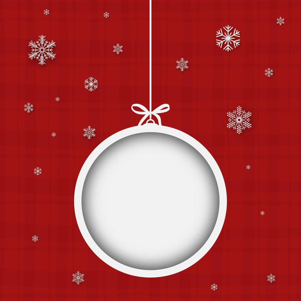 Christmas balls on red background with snowflakes. Merry Christmas and happy new year with Christmas ball and snowflakes on red background. Christmas and new year background holiday.Vector illustrator vector