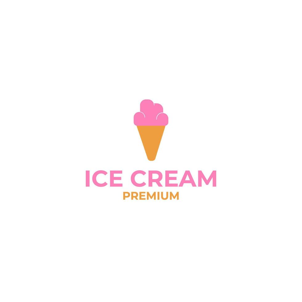 Vector cute ice cream logo design concept template illustration