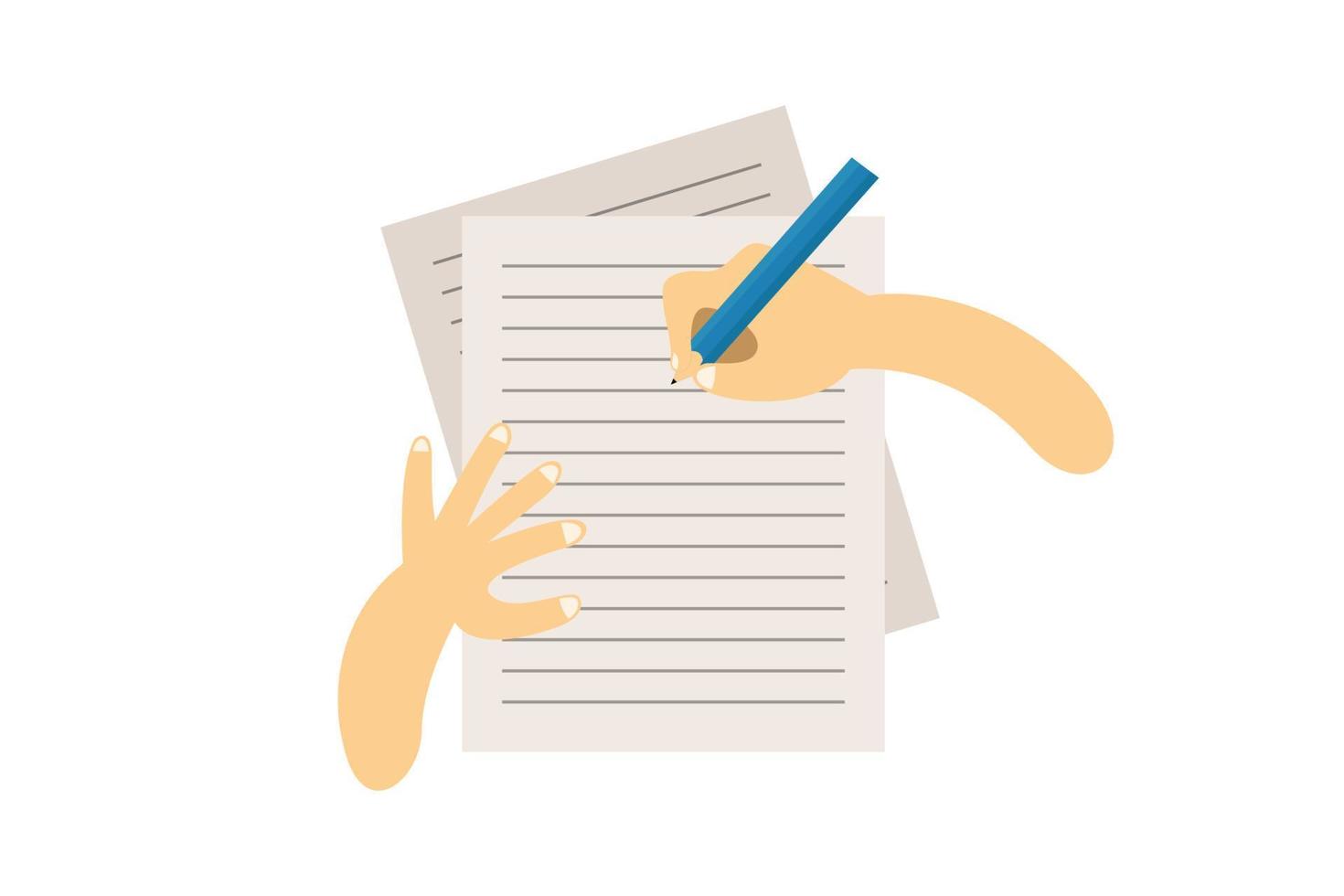 vista superior del vector de la escritura a mano en la ilustración de diseño de concepto de papel