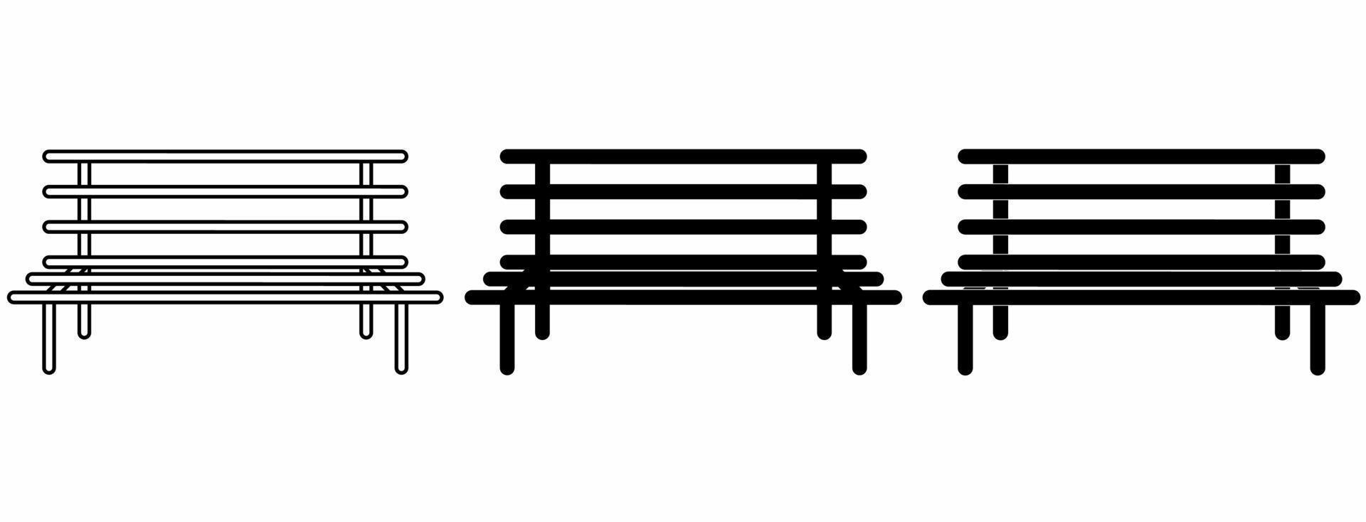 outline silhouette Park bench icon set isolated on white background vector