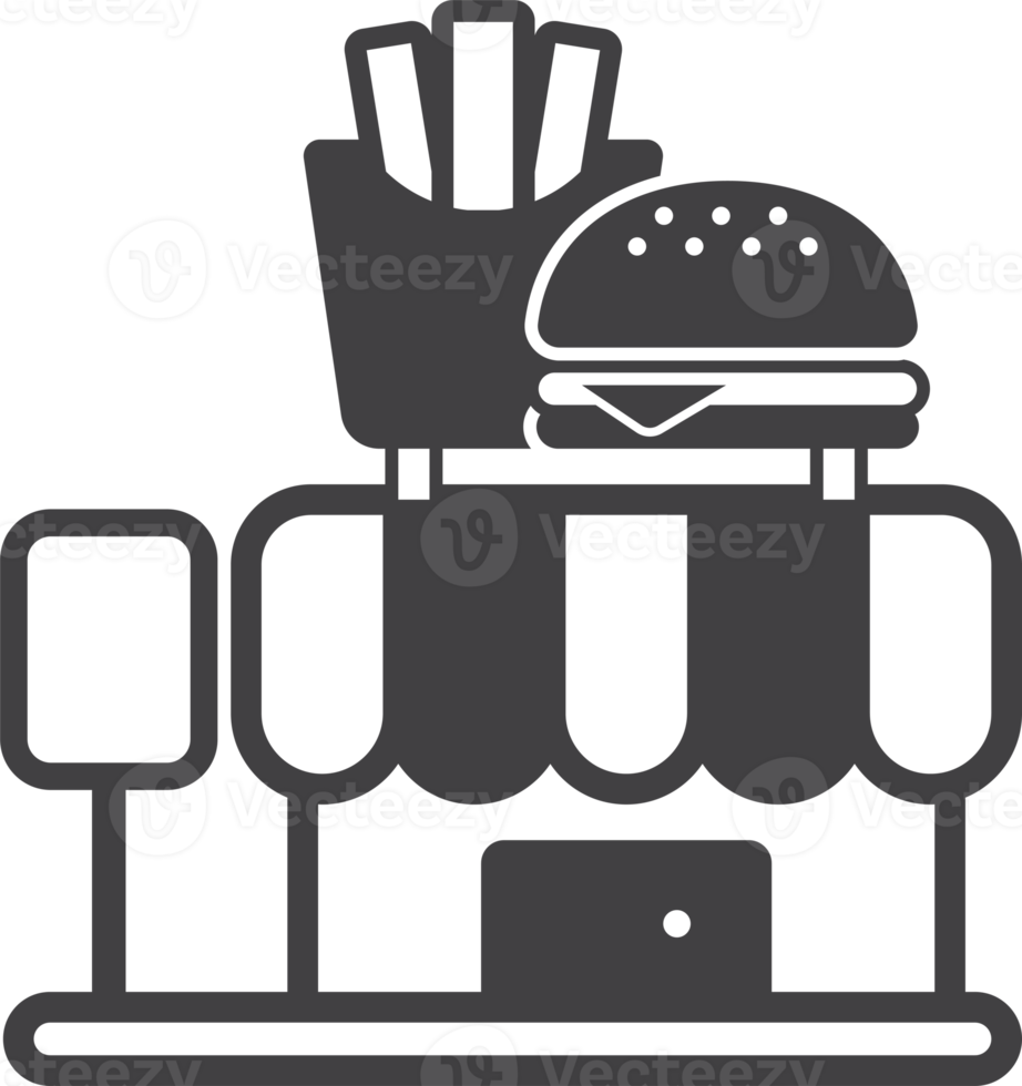 hamburger shop building illustration in minimal style png