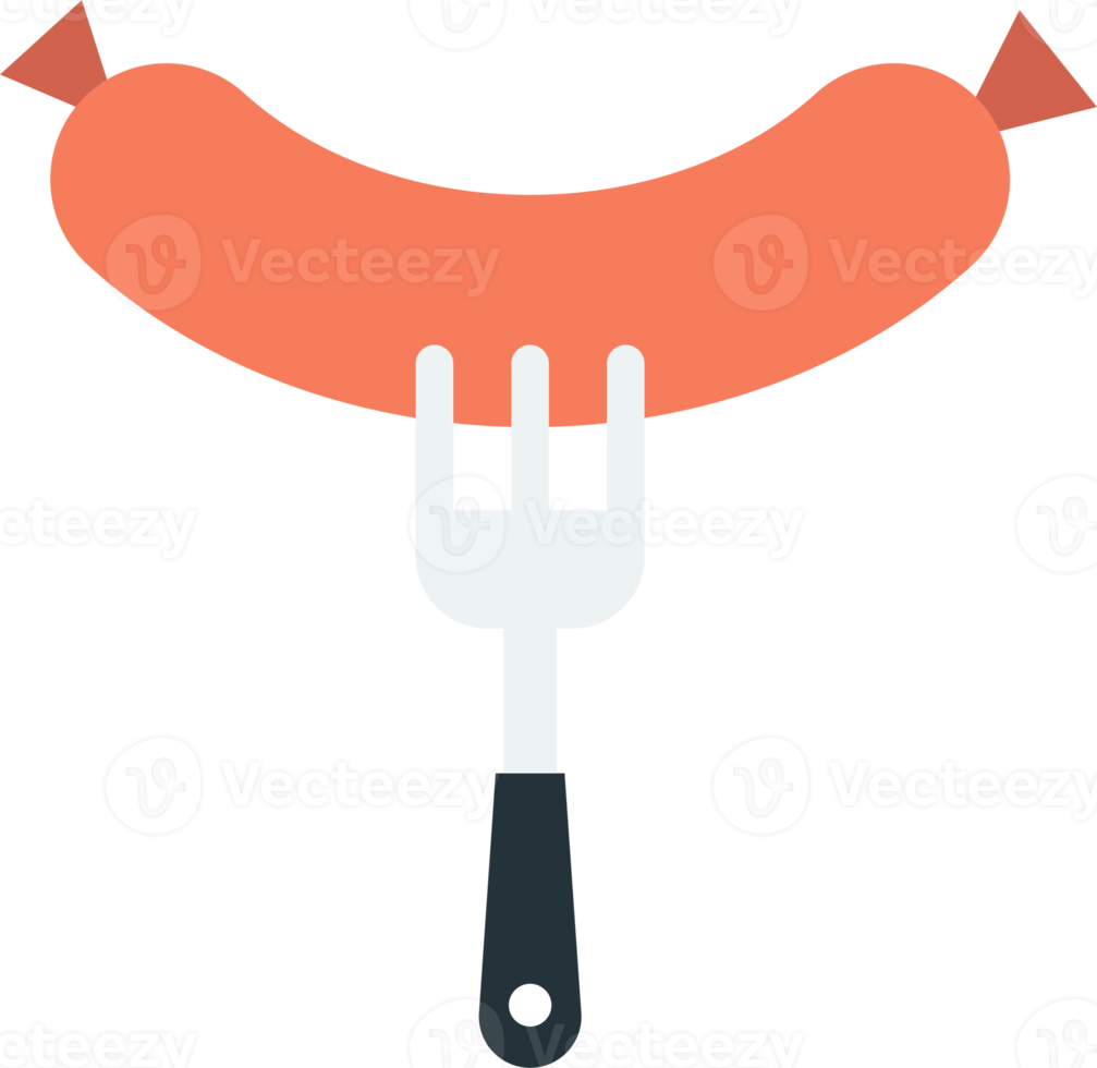 sausage with fork illustration in minimal style png