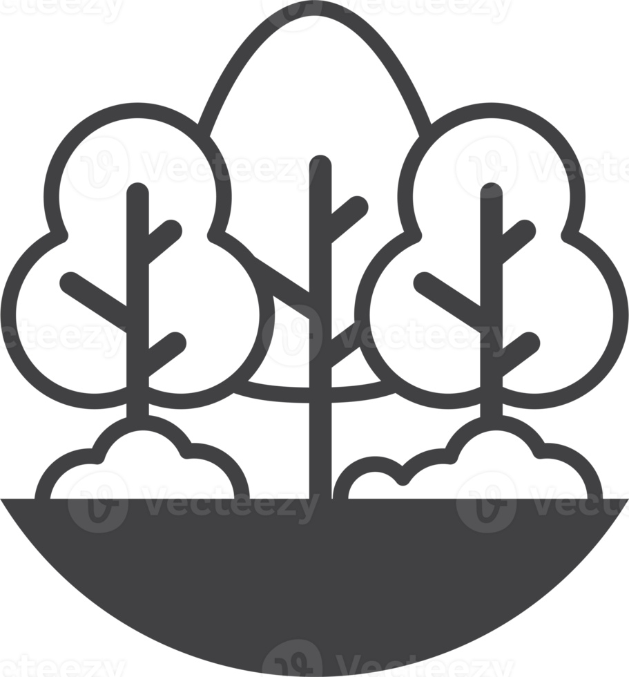 trees and ground illustration in minimal style png