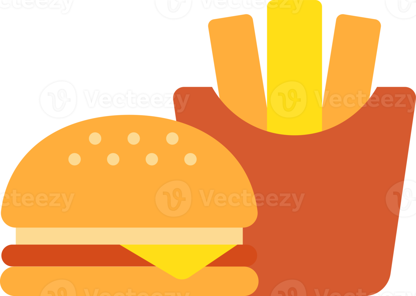 Hamburger and French Fries illustration in minimal style png