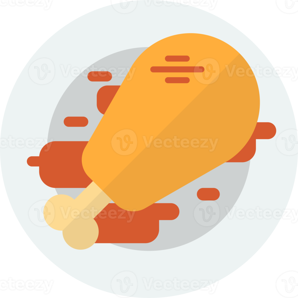 Grilled chicken drumsticks on the plate illustration in minimal style png