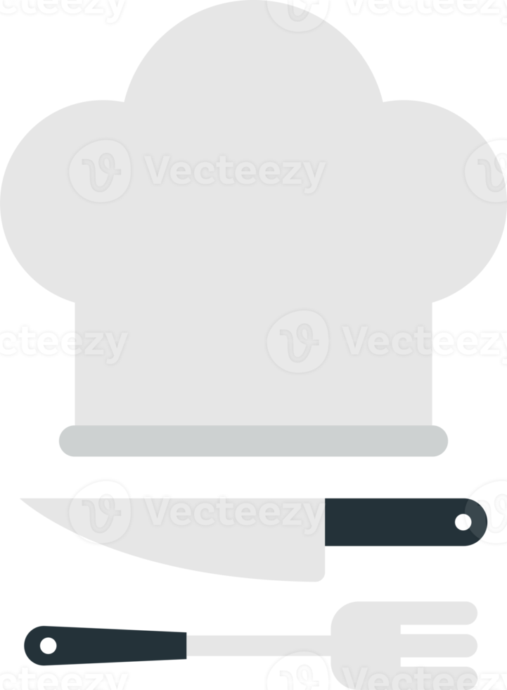 Knife with spatula and chef hat illustration in minimal style png