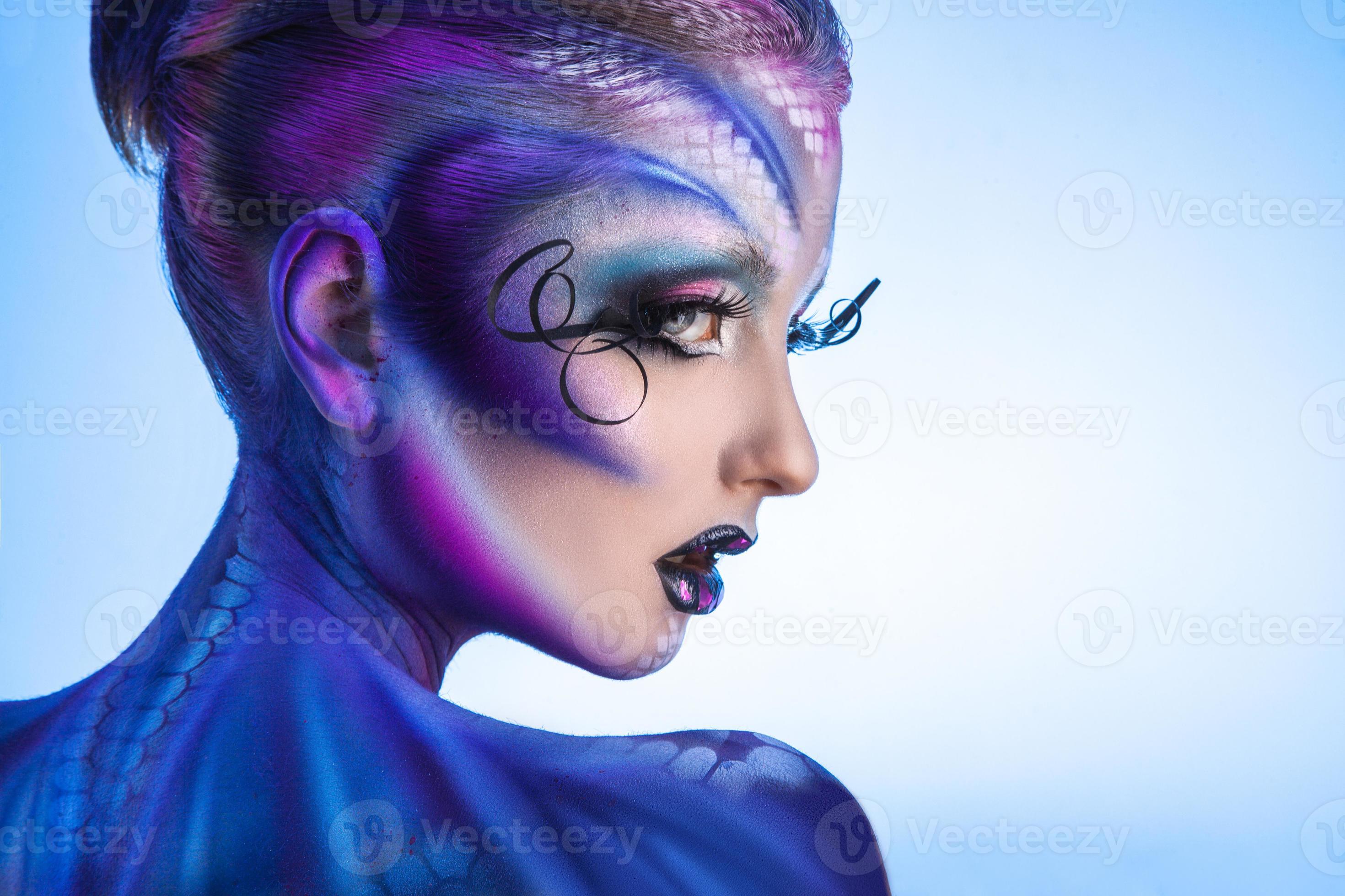 The Girl With Fancy Makeup Stock Photo - Download Image Now - Alien,  Fashion Model, Make-Up - iStock