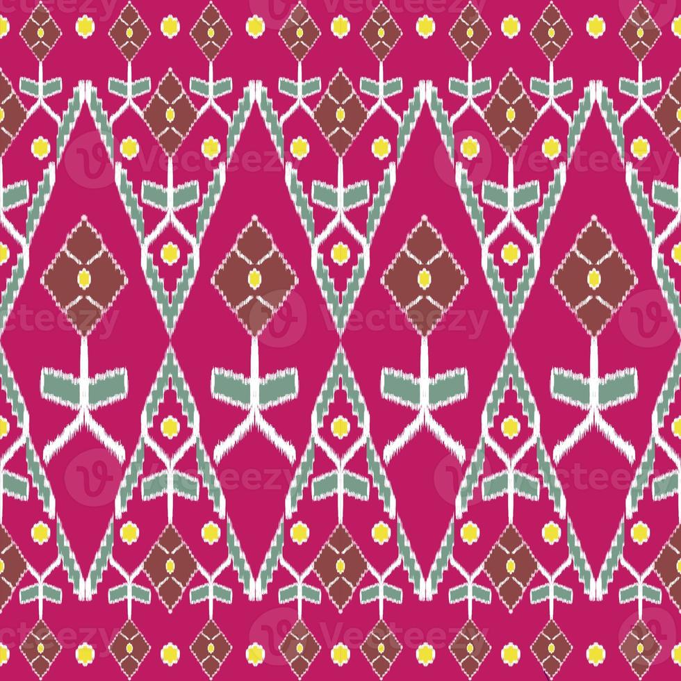 Beautiful colorful Thai knitted embroidery. geometric ethnic oriental pattern traditional on black background, Thai pattern culture with clipping path photo