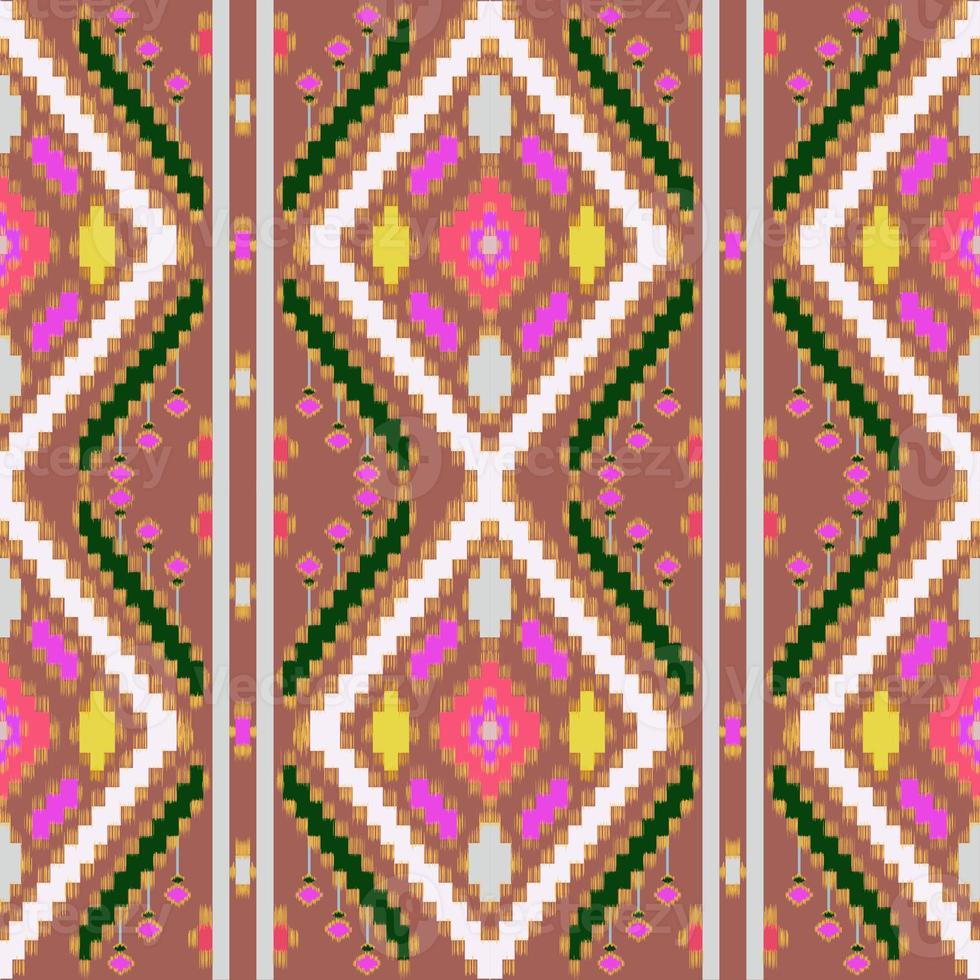 Beautiful colorful Thai knitted embroidery. geometric ethnic oriental pattern traditional on black background, Thai luxury pattern modern culture with clipping path, photo